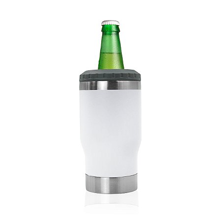 Porta Lata E Garrafa Long Neck Térmico Com Abridor - Branco
