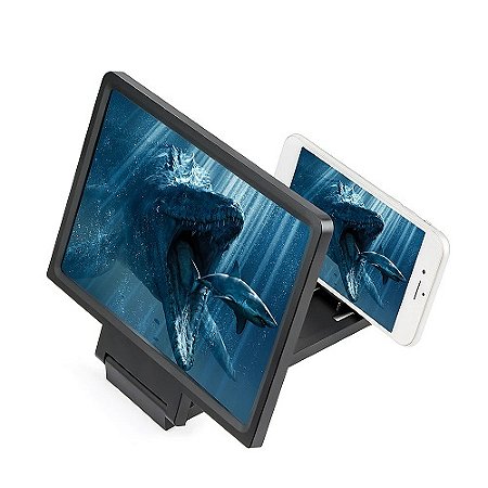 Lente De Aumento Tela 3d Suporte Ampliadora Zoom Celular F1