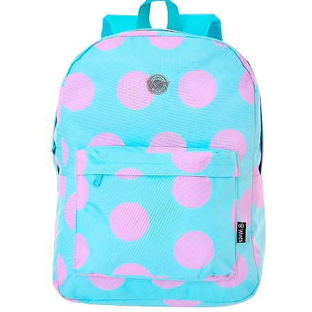 Mochila De Costas Feminina Juvenil Básica Bolinhas Cor:verde