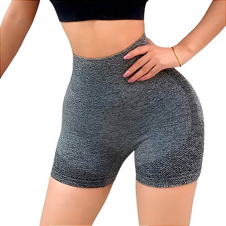 Short  Academia Levanta Bumbum Sem Costura Corrida Cor:cinza
