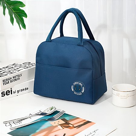 Bolsa Lancheira Térmica Marmita Trabalho  Academia Cor:azul