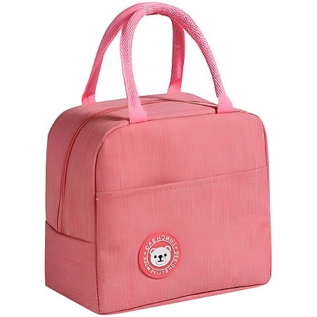 Bolsa Lancheira Térmica Marmita Trabalho  Academia Cor:rosa