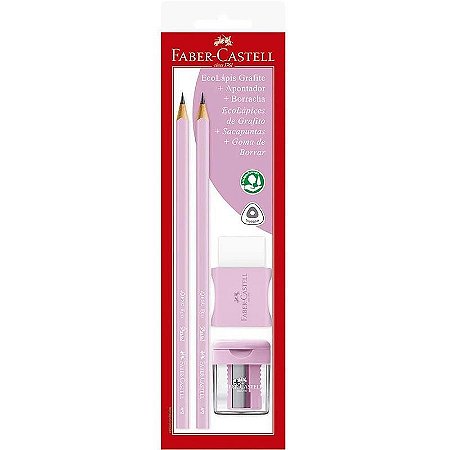 Kit Escolar Rosa Pastel Com Borracha E Apontador