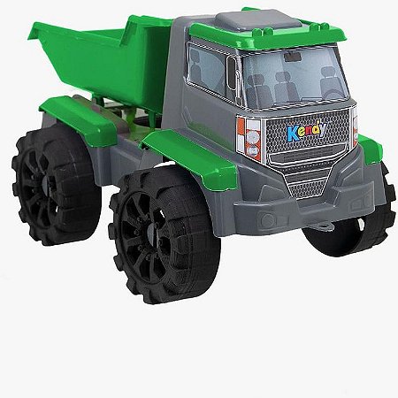 Caminhão Forte Caçamba 28,5x19x18,5cm - Preto E Verde