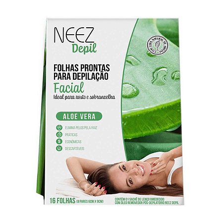 FOLHAS PRONTAS CORPORAL ALOE E VERA 16 FOLHAS 08 PARES NEEZ DEPIL