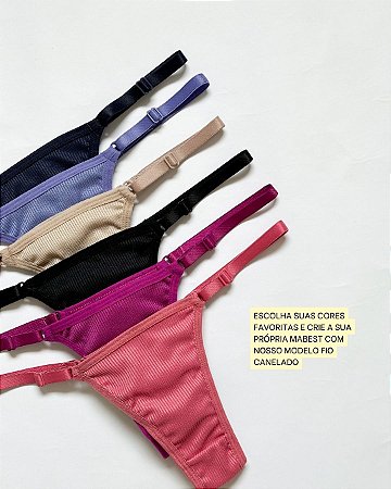 Kit 05 calcinha tanga regulagem CANELADO