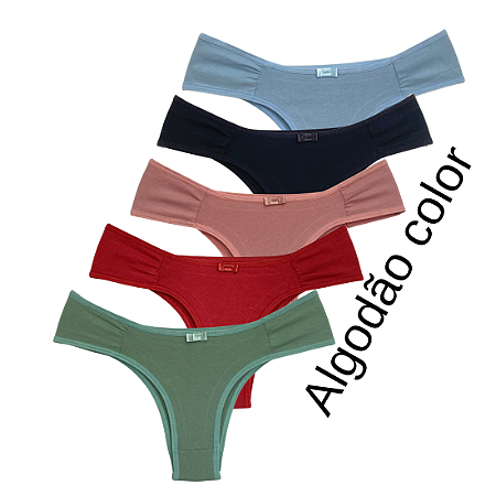Kit 05 Calcinhas algodão Colorido Ref202c