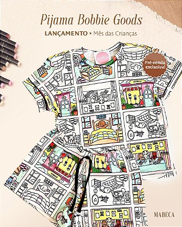Pijama estampado para colorir Bobbie Mabeca Goods  infanto juvenil e adulto