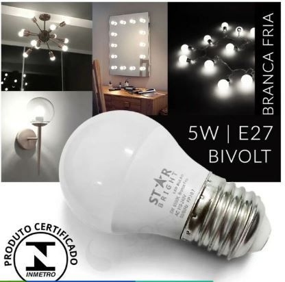Lâmpada LED Bulbo 5W Bivolt E27 Bolinha Branco Frio – Star - Sua Loja de LED  na Internet