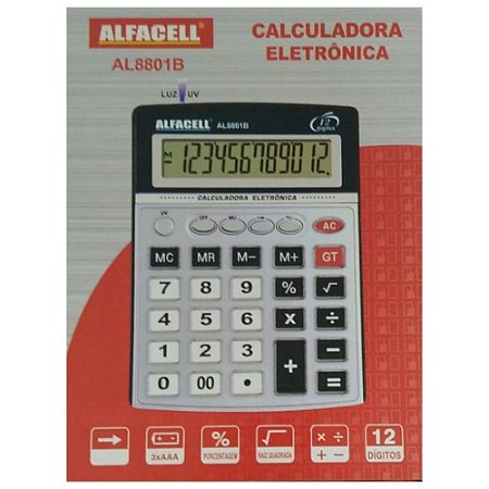 Calculadora 12 Dígitos Pilha Com Luz Alfacell - Papelaria Desigraff Store