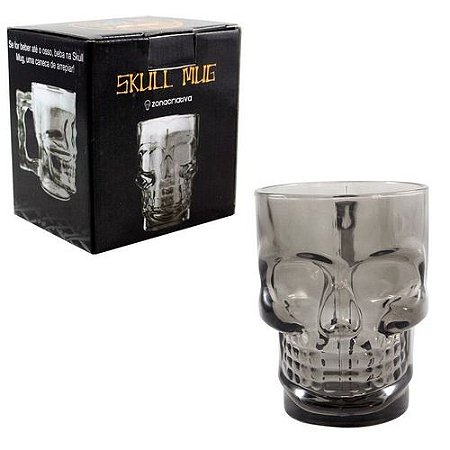 Caneca Caveira Preta Viking Vidro - Skull Chopp Mug
