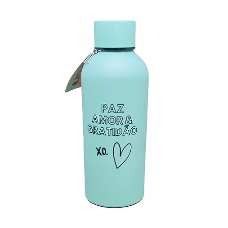Garrafa Alumínio 600 Ml Paz e Amor