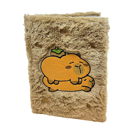 Caderno fofinho Capivara Deitada com linhas - Marrom