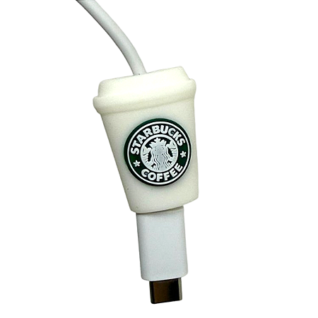 Protetor de Cabo Usb e Carregador - Starbucks Branco