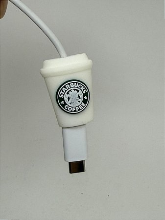 Protetor de Cabo Usb e Carregador - Starbucks Branco