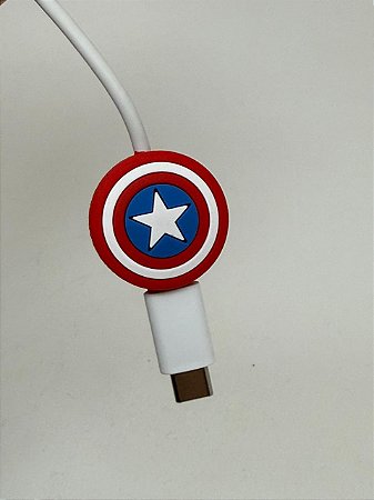 Protetor de Cabo Usb e Carregador - Escudo Capitão América