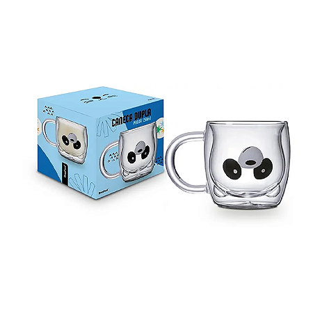 Caneca - Vidro Duplo 250ml - Panda
