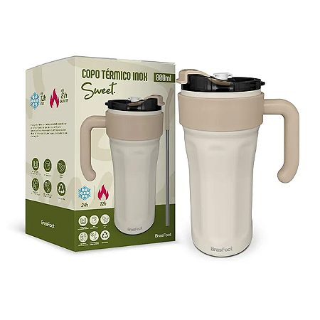 Copo Térmico Sweet C/ Canudo 800ml - Bege