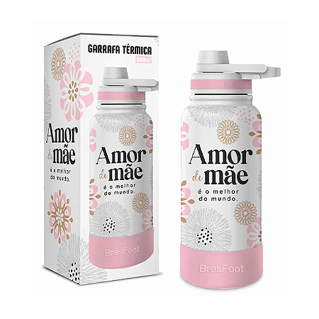 Garrafa Térmica Sun Max c/ base silicone 800ml - Mãe melhor amor do mundo