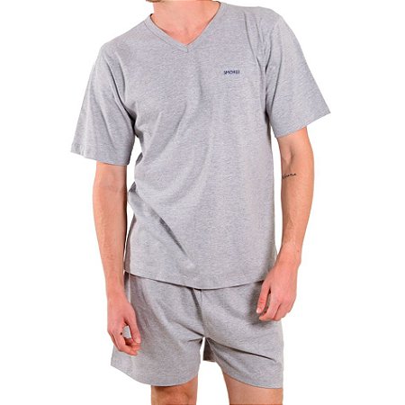 Pijama Masculino Curto Cinza Mescla