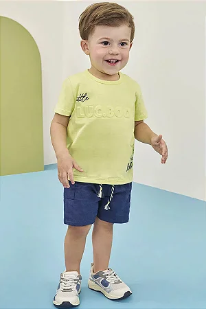 Conjunto de Camiseta em Meia Malha e Bermuda em Linho Santorine com Elastano - Ref 78355 - LucBoo