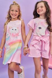 Vestido em Fly Tech Rosa Estampa Gato - Ref 77002 - Kukiê