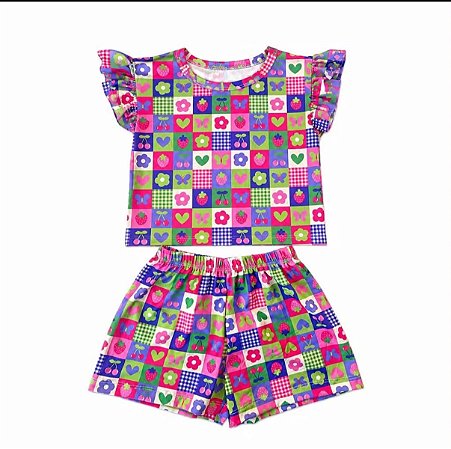 Conjunto Infantil Menina - Blusa Com Babado na Manga - Short