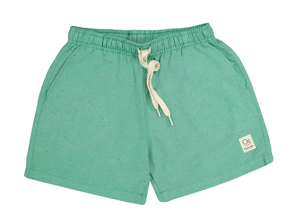 Bermuda Shorts Boxer Infantil Linho Verde - Ogochi - Ref 4526412