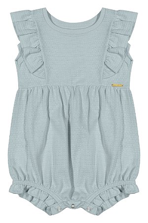 Body Bebê Menina com Franzido Colorittá Azul - Ref 71135