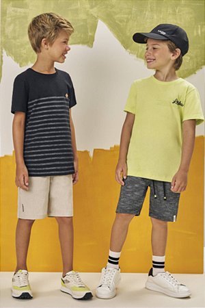 Conjunto de Camiseta em Meia Malha e Bermuda em Tecido Eco com Elastano - Ref 77577 LucBoo