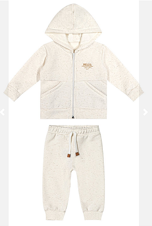 Conjunto Abrigo Moleton Flanelado Masculino Ziper e Capuz Off - Coloritta - Ref 70204