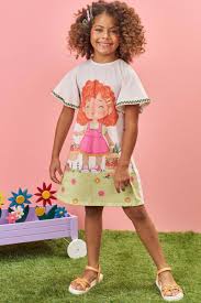 Vestido em Cotton Linho Estampado - Ref 76990 - Kukiê