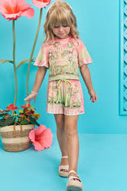 Conjunto de Blusa Boxy e Shorts em Malha Fresh - Ref 77091 Infanti