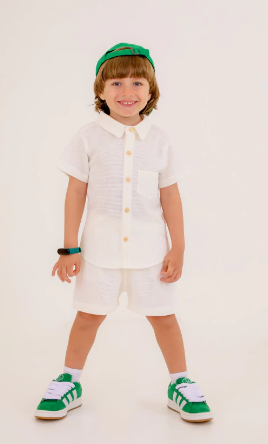 Conjunto Masculinino Infantil Camisa e Bermuda - Conjunto Guilherme