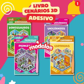 Caderno Adesivos 3d - com Cenários para Montar e Decorar