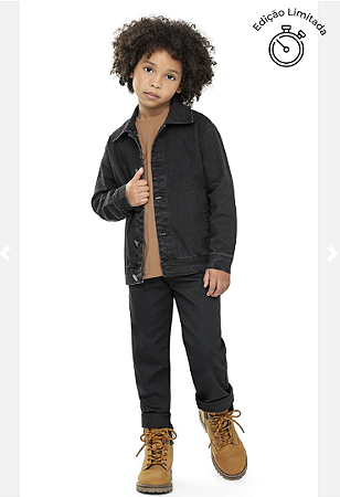 Calça Jeans Masculina Infantil Preta - Coloritta - Ref 74233