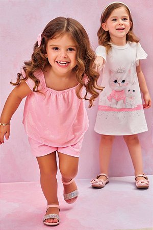 Vestido em Meia Malha Textura Infantil Off - Ref 77666 Kukiê