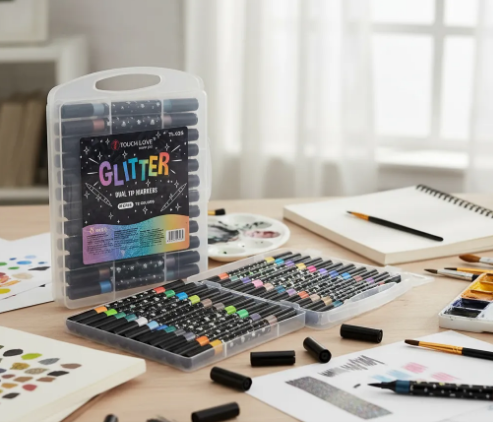 Conjunto de Canetas Glitter Dual Tip Markers – 36 Unidades - 72 Cores