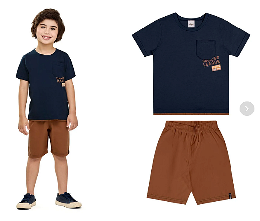 Conjunto Infantil Menino Sport Chic - Elian - Azul/Terracota - Ref 241396