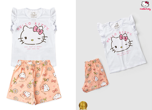 Conjunto Feminino Infantil Hello Kitty Simpatia de Menina - Hello Kitty