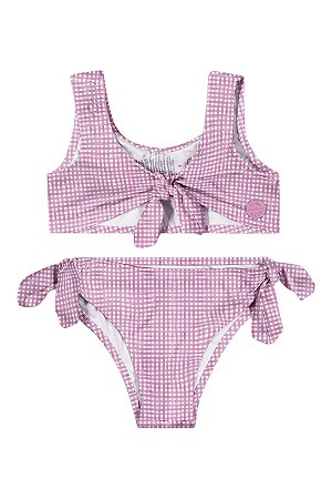 Biquini Top Infantil Feminino Top e Calcinha Quadriculada Rosa - Elian - Ref 232060