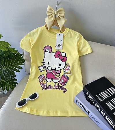 Vestido Infantil Feminino Menina Básico - Amarelo - Hello Kitty - Zara