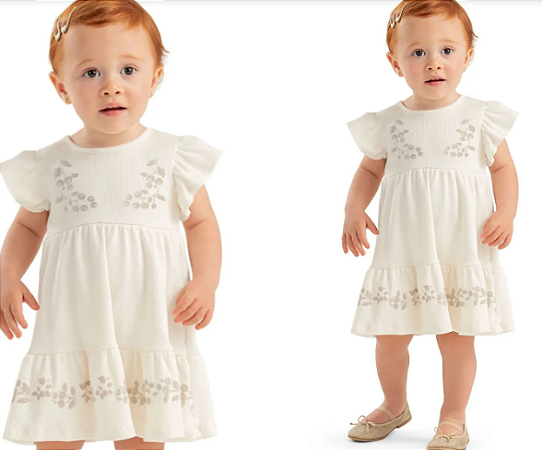 Vestido Bebê Menina Ribana Com Babado - Colorittá - Cor Rosé - Ref 71188