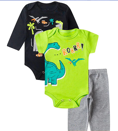Rovitex - Kit Body Infantil Longo 3 Peças Kappes - Masculino Bebê