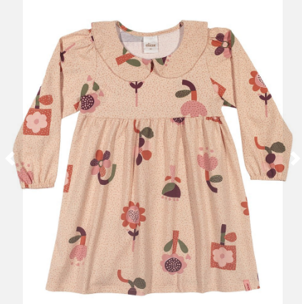 Vestido Feminino Infantil Com Gola Em Malha Estampada - Laranja - Elian - Ref 232317