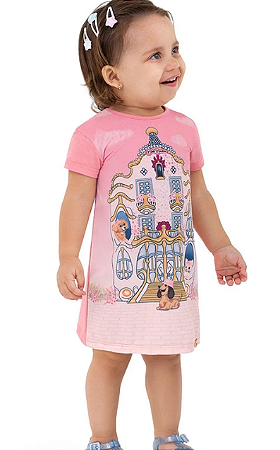 Alenice - Vestido Casa dos Bichos Menina Rosa - Ref 70213