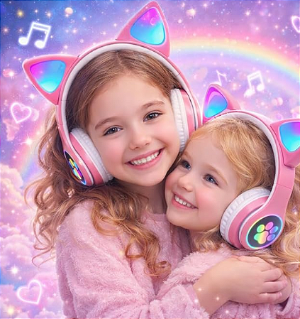 Fone Orelha Gatinho - Sem Fio - Com Led E Bluetooth