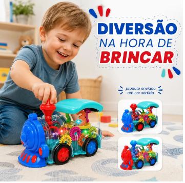 Brinquedo - Super Trem Transparente - Musical - Luz - 3d - Bate Volta