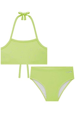 Conjunto de Biquíni em Malha com Proteção UV 50+ Verde Neon - Ref 74403 - Kukiê