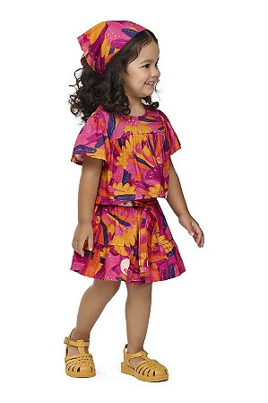 Conjunto Feminino Infantil Blusa Bata e Short Estampado - Elian - Ref 232375